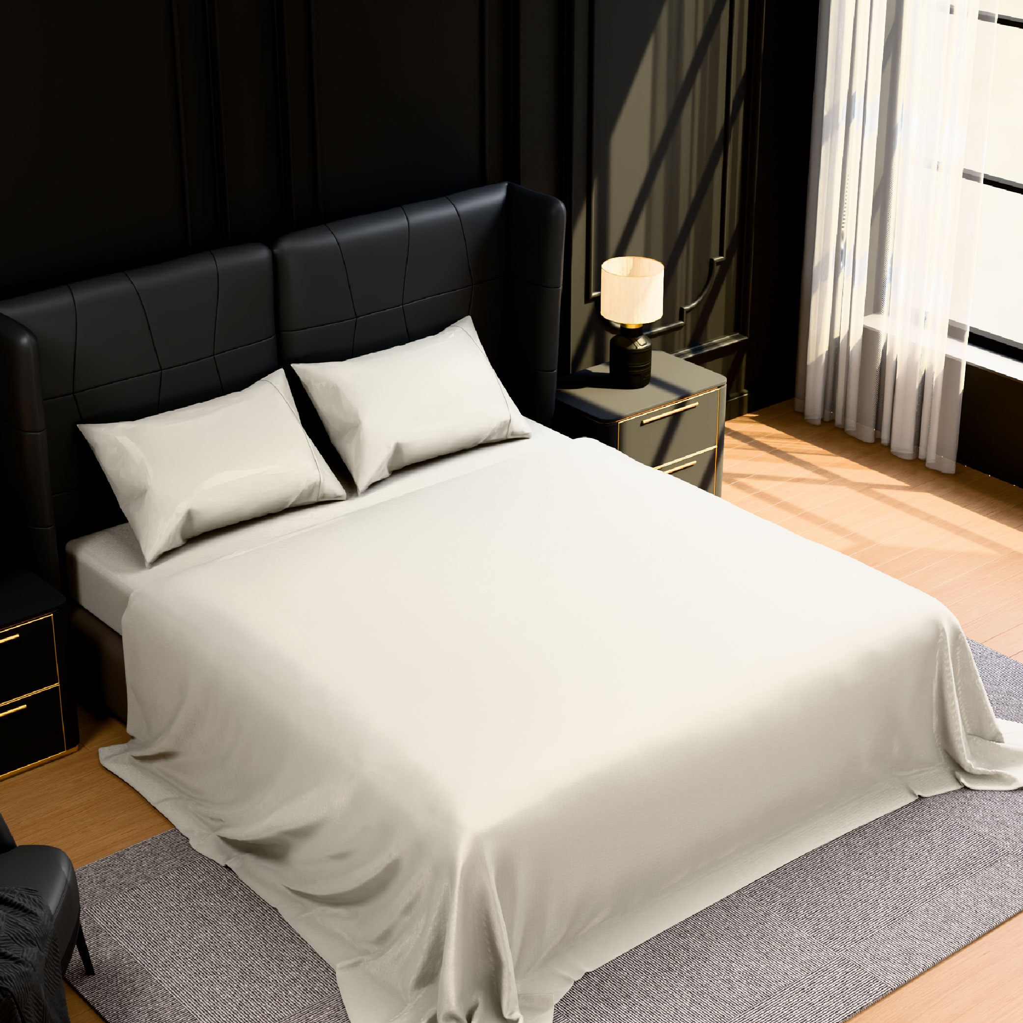 Bedding King Bed Sheets Set - 4 Piece Bedding - Brushed Microfiber - Shrinkage And Fade Resistant - Easy Care (King, White)_voghion.com